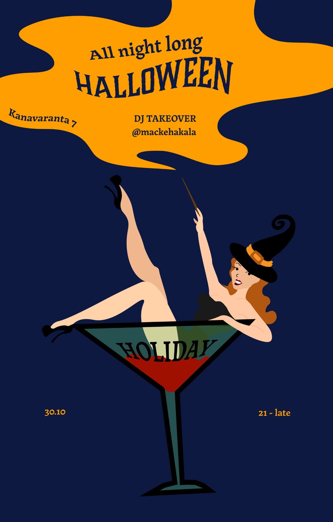 Invitation to a Halloween party at Holiday Bar