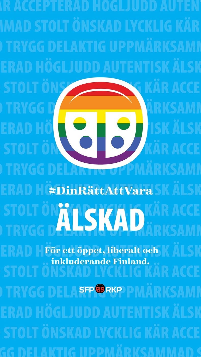 Pride poster with the text Älskad