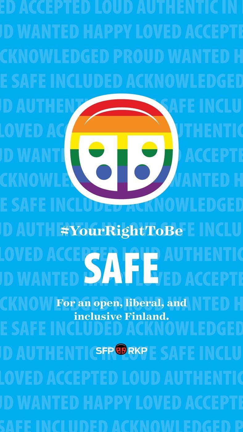 Pride poster with the text Your Right To Be Safe